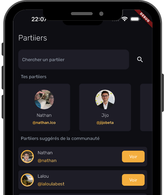 Système de découverte de partiiers suggérés, et de recherche des amis